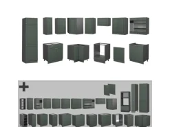 Vicco Fame-Line Eckküche Grün-Gold Landhaus/Anthrazit 227 x 60 cm ohne Arbeitsplatte ohne E-Geräte