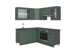 Vicco Fame-Line Eckküche Grün-Gold Landhaus/Anthrazit 160 x 190 cm AP Anthrazit ohne E-Geräte