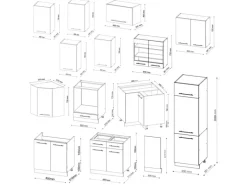 Vicco Fame-Line Eckküche Weiß Landhaus/Anthrazit 227 x 287 cm AP Eiche ohne E-Geräte