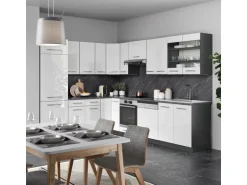 Vicco Fame-Line Eckküche Weiß Hochglanz/Anthrazit 227 x 287 cm AP Anthrazit ohne E-Geräte