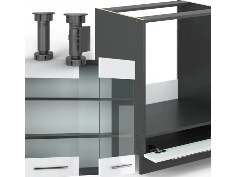 Vicco Fame-Line Eckküche Weiß Hochglanz/Anthrazit 160 x 190 cm AP Anthrazit ohne E-Geräte