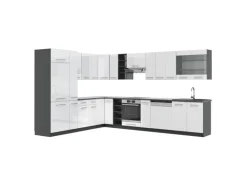 Vicco Fame-Line Eckküche Weiß Hochglanz/Anthrazit 347 x 257 cm ohne Arbeitsplatte ohne E-Geräte