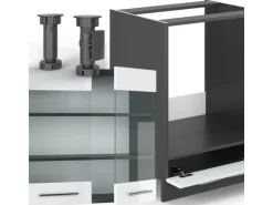 Vicco Fame-Line Eckküche Weiß Hochglanz/Anthrazit 227 x 60 cm ohne Arbeitsplatte ohne E-Geräte