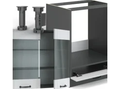 Vicco Fame-Line Eckküche Weiß Landhaus/Anthrazit 160 x 60 cm ohne Arbeitsplatte ohne E-Geräte