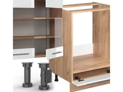 Vicco Fame-Line Eckküche Weiß Hochglanz/Goldkraft Eiche 347 x 257 cm AP Marmor ohne E-Geräte