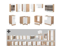 Vicco Fame-Line Eckküche Weiß Hochglanz/Goldkraft Eiche 160 x 60 cm ohne Arbeitsplatte ohne E-Geräte