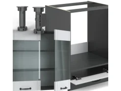 Vicco Fame-Line Eckküche Weiß Landhaus/Anthrazit 227 x 287 cm AP Marmor ohne E-Geräte