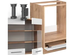 Vicco Fame-Line Eckküche Weiß Hochglanz/Goldkraft Eiche 227 x 60 cm ohne Arbeitsplatte ohne E-Geräte