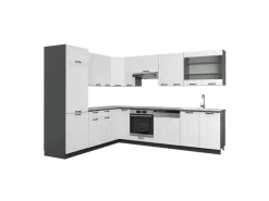 Vicco Fame-Line Eckküche Weiß Landhaus/Anthrazit 227 x 287 cm AP Anthrazit ohne E-Geräte