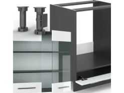 Vicco Fame-Line Eckküche Weiß Hochglanz/Anthrazit 160 x 190 cm AP Eiche ohne E-Geräte