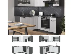 Vicco Fame-Line Eckküche Weiß Landhaus/Anthrazit 160 x 190 cm AP Anthrazit ohne E-Geräte