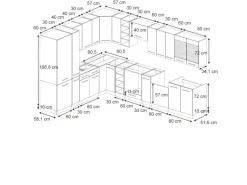 Vicco Fame-Line Einbauküche Dunkelblau Hochglanz/Goldkraft Eiche 257 x 60 cm AP Anthrazit ohne E-Geräte