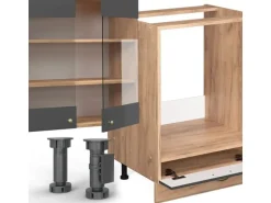 Vicco Fame-Line Küchenschränke Anthrazit Landhaus/Goldkraft Eiche 347 x 257 cm AP Marmor ohne E-Geräte