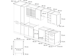 Vicco Fame-Line Küchenschränke Dunkelblau Hochglanz/Anthrazit 355 cm ohne Arbeitsplatte ohne E-Geräte