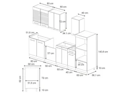 Vicco Fame-Line Küchenschränke Dunkelblau Hochglanz/Anthrazit 300 cm mit HochschrankAP Eiche ohne E-Geräte