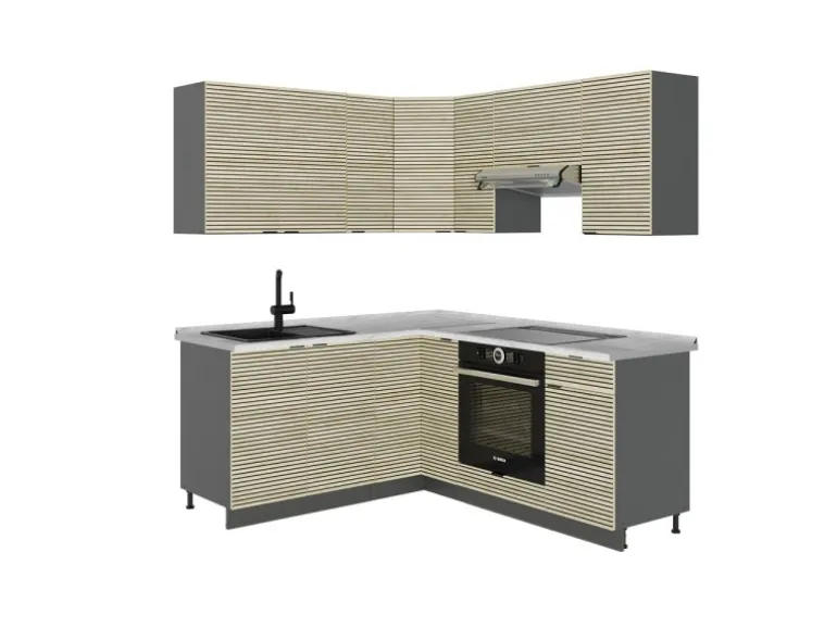 Vicco Fame-Line Küchenschränke Eiche Paneel/Anthrazit 160 x 60 cm ohne Arbeitsplatte ohne E-Geräte