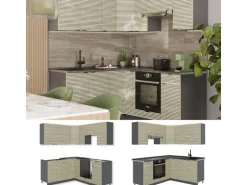 Vicco Fame-Line Küchenschränke Eiche Paneel/Anthrazit 160 x 60 cm ohne Arbeitsplatte ohne E-Geräte