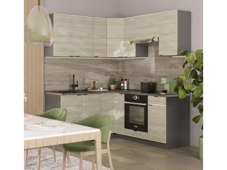 Vicco Fame-Line Küchenschränke Eiche Paneel/Anthrazit 160 x 60 cm ohne Arbeitsplatte ohne E-Geräte