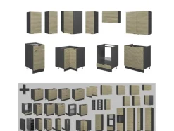 Vicco Fame-Line Küchenschränke Eiche Paneel/Anthrazit 160 x 60 cm ohne Arbeitsplatte ohne E-Geräte