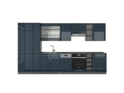 Vicco Fame-Line Küchenschränke Dunkelblau Hochglanz/Anthrazit 355 cm AP Anthrazit ohne E-Geräte