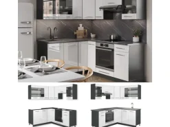 Vicco Fame-Line Küchenschränke Weiß Hochglanz/Anthrazit 160 x 60 cm ohne Arbeitsplatte ohne E-Geräte