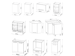Vicco Fame-Line Küchenschränke Weiß Hochglanz/Anthrazit 160 x 60 cm ohne Arbeitsplatte ohne E-Geräte