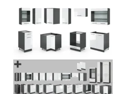 Vicco Fame-Line Küchenschränke Weiß Hochglanz/Anthrazit 160 x 60 cm ohne Arbeitsplatte ohne E-Geräte