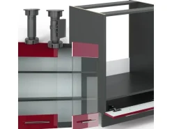 Vicco Fame-Line Küchenschränke Bordeaux Hochglanz/Anthrazit 160 x 60 cm ohne Arbeitsplatte ohne E-Geräte