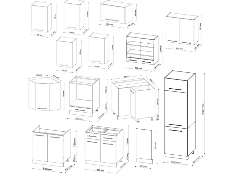 Vicco Fame-Line Küchenschränke Bordeaux Hochglanz/Anthrazit 227 x 287 cm AP Eiche ohne E-Geräte