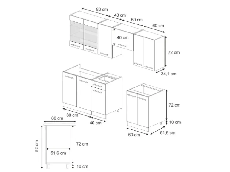 Vicco Fame-Line Küchenschränke Anthrazit-Gold/Weiß 240 cm AP Marmor ohne E-Geräte
