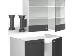 Vicco Fame-Line Küchenschränke Anthrazit-Gold/Weiß 240 cm AP Marmor ohne E-Geräte