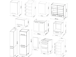 Vicco Fame-Line Küchenschränke Anthrazit-Gold/Weiß 355 cm ohne Arbeitsplatte ohne E-Geräte