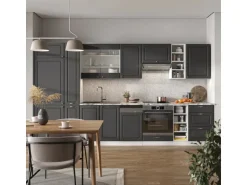 Vicco Fame-Line Küchenschränke Anthrazit-Gold/Weiß 355 cm ohne Arbeitsplatte ohne E-Geräte