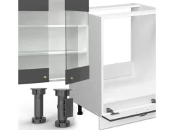 Vicco Fame-Line Küchenschränke Anthrazit-Gold/Weiß 355 cm ohne Arbeitsplatte ohne E-Geräte