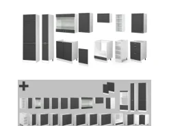 Vicco Fame-Line Küchenschränke Anthrazit-Gold/Weiß 355 cm ohne Arbeitsplatte ohne E-Geräte