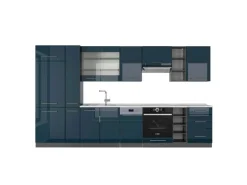 Vicco Fame-Line Küchenschränke Dunkelblau Hochglanz/Anthrazit 355 cm AP Marmor ohne E-Geräte