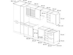Vicco Fame-Line Küchenschränke Dunkelblau Hochglanz/Anthrazit 355 cm AP Marmor ohne E-Geräte