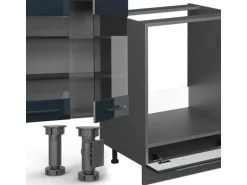 Vicco Fame-Line Küchenschränke Dunkelblau Hochglanz/Anthrazit 355 cm AP Marmor ohne E-Geräte