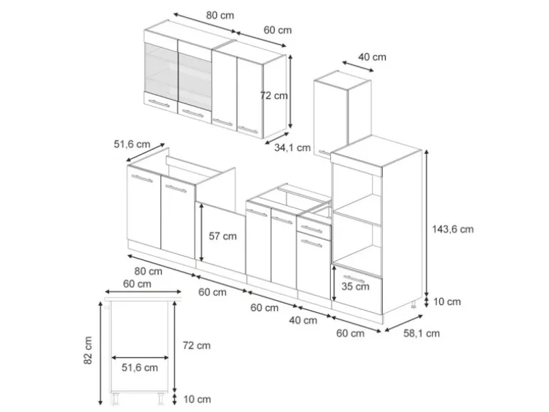 Vicco Fame-Line Küchenschränke Dunkelblau Hochglanz/Anthrazit 300 cm mit HochschrankAP Marmor ohne E-Geräte