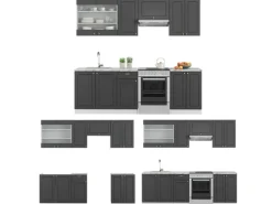 Vicco Fame-Line Küchenschränke Anthrazit-Gold/Weiß 240 cm AP Eiche ohne E-Geräte