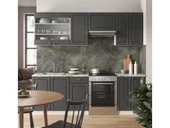 Vicco Fame-Line Küchenschränke Anthrazit-Gold/Weiß 240 cm AP Eiche ohne E-Geräte