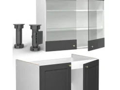 Vicco Fame-Line Küchenschränke Anthrazit-Gold/Weiß 240 cm AP Eiche ohne E-Geräte