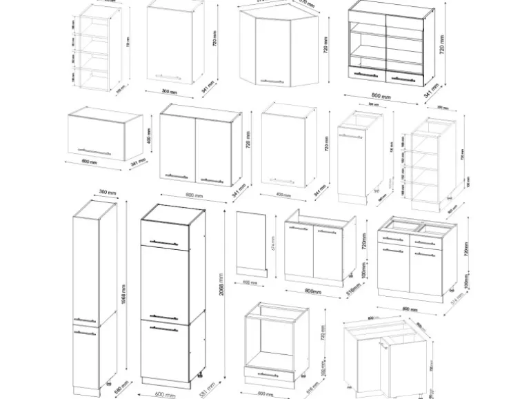 Vicco Fame-Line Küchenschränke Anthrazit Landhaus/Goldkraft Eiche 347 x 257 cm AP Eiche ohne E-Geräte