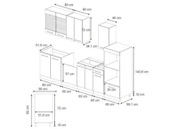 Vicco Fame-Line Küchenschränke Dunkelblau Hochglanz/Anthrazit 300 cm mit HochschrankAP Anthrazit ohne E-Geräte