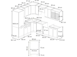 Vicco Fame-Line Küchenschränke Dunkelblau Hochglanz/Goldkraft Eiche 227 x 60 cm ohne Arbeitsplatte ohne E-Geräte
