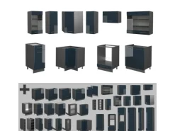 Vicco Fame-Line Küchenschränke Dunkelblau Hochglanz/Anthrazit 160 x 60 cm ohne Arbeitsplatte ohne E-Geräte