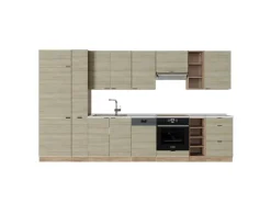 Vicco Fame-Line Küchenzeile Eiche Paneel/Goldkraft Eiche 355 cm AP Marmor ohne E-Geräte