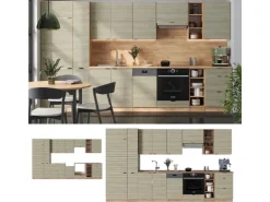 Vicco Fame-Line Küchenzeile Eiche Paneel/Goldkraft Eiche 355 cm AP Marmor ohne E-Geräte