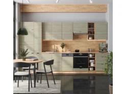 Vicco Fame-Line Küchenzeile Eiche Paneel/Goldkraft Eiche 355 cm AP Marmor ohne E-Geräte