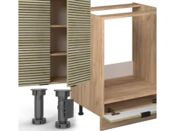 Vicco Fame-Line Küchenzeile Eiche Paneel/Goldkraft Eiche 355 cm AP Marmor ohne E-Geräte